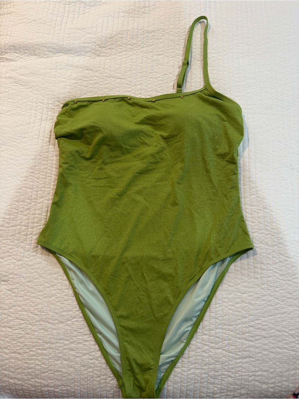 Cupshe Olive Green One-Shoulder One-Piece Swimsuit